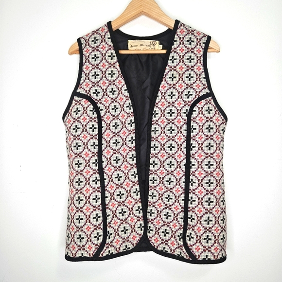 VTG 70s Welsh Tapestry Wool Vest Gilet Women's Sz L Scotland Festival Bohemian - Picture 1 of 9